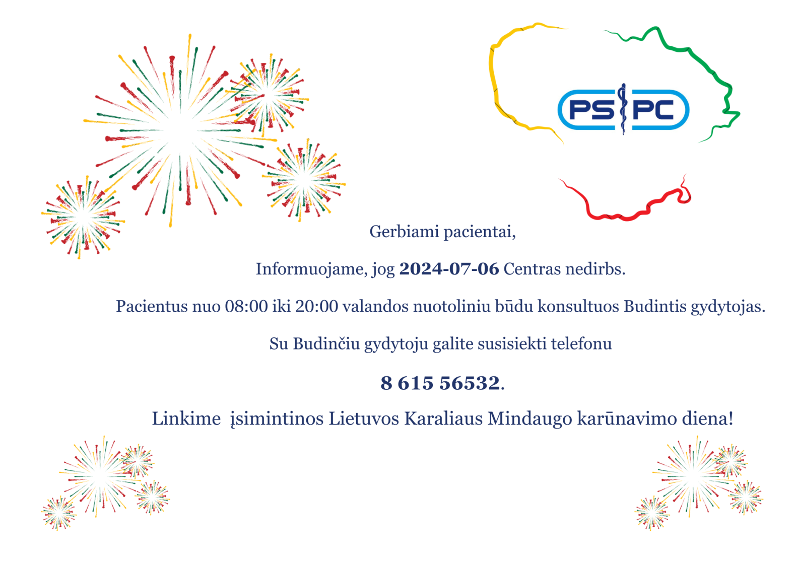 Informuojame apie Centro darbo laiką
