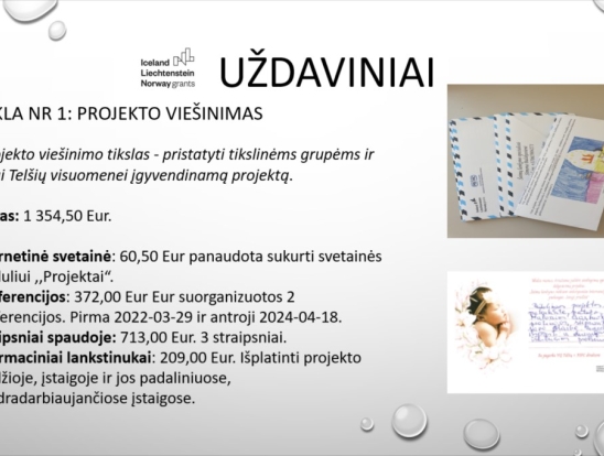 ,,Šeimų lankymo, teikiant ankstyvosios intervencijos paslaugas „Saugi pradžia“ įgyvendinimas Telšių bendruomenėje“ projekto įgyvendinimo ataskaita. Pranešėjas: VšĮ Telšių rajono pirminės sveikatos priežiūros koordinatorė Dovilė Bielskienė-1
