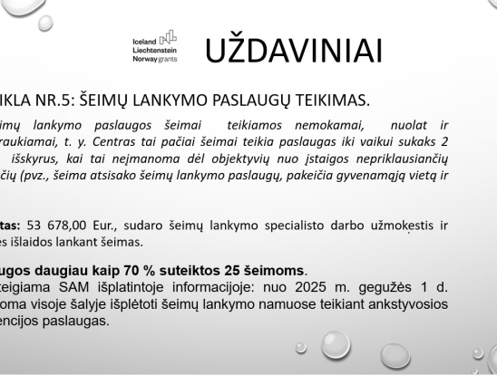 ,,Šeimų lankymo, teikiant ankstyvosios intervencijos paslaugas „Saugi pradžia“ įgyvendinimas Telšių bendruomenėje“ projekto įgyvendinimo ataskaita. Pranešėjas: VšĮ Telšių rajono pirminės sveikatos priežiūros koordinatorė Dovilė Bielskienė-5